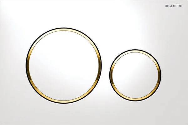 Кнопка смыва Geberit Sigma 20 115.882.KK.1 белая с золотом Sancos — Оригинал