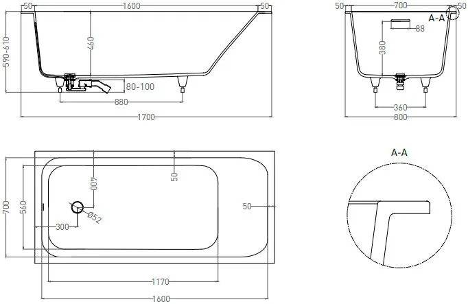 Ванна из искусственного камня Salini Orlanda Kit S-Stone 170x80 см, встраиваемая, матовая белая, на  Sancos — официальный сайт