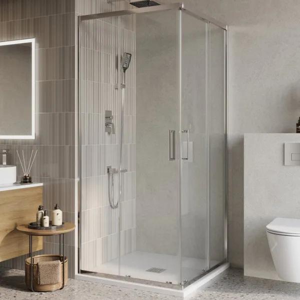 Душевой уголок BelBagno Luce A-2-80-C-Cr 80x80, профиль хром, стекло прозрачное Sancos — Оригинал