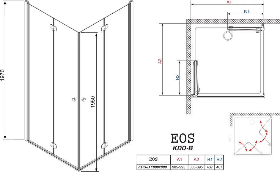 Душевой уголок Radaway EOS KDD-B 100x90 интимато Sancos — официальный сайт