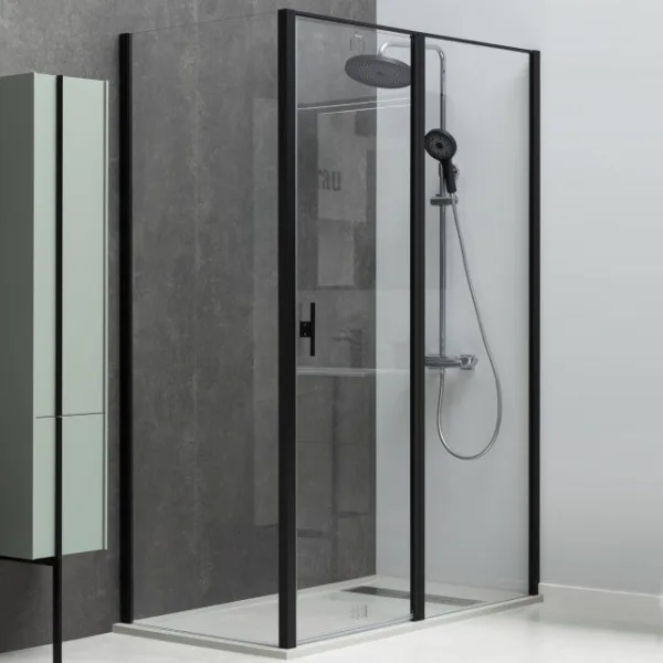 Душевой уголок Allen Brau Priority 120x90, профиль черный браш, стекло прозрачное Sancos — Оригинал