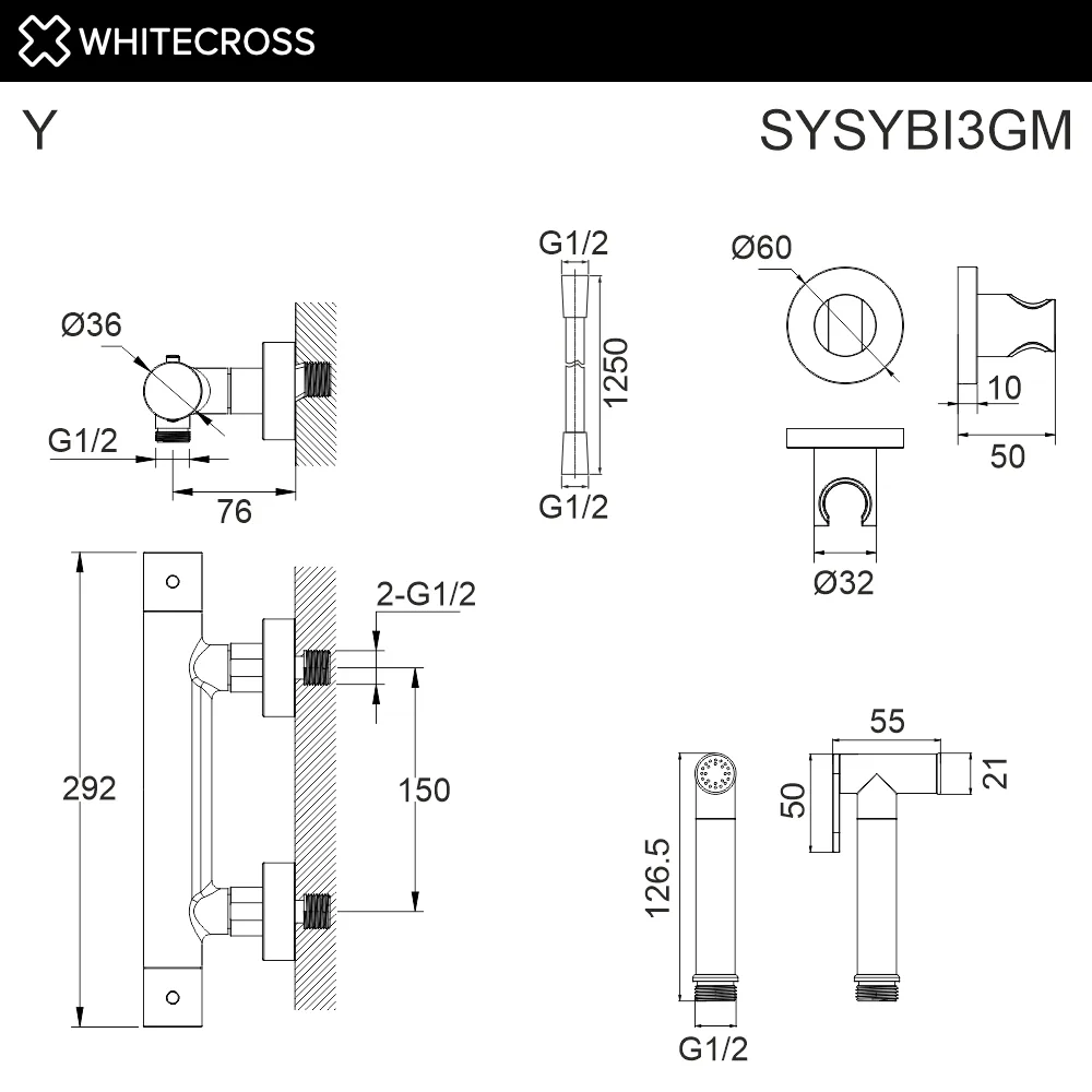 Гигиенический душ WHITECROSS Y SYSYBI3GM, оружейная сталь Sancos — официальный сайт
