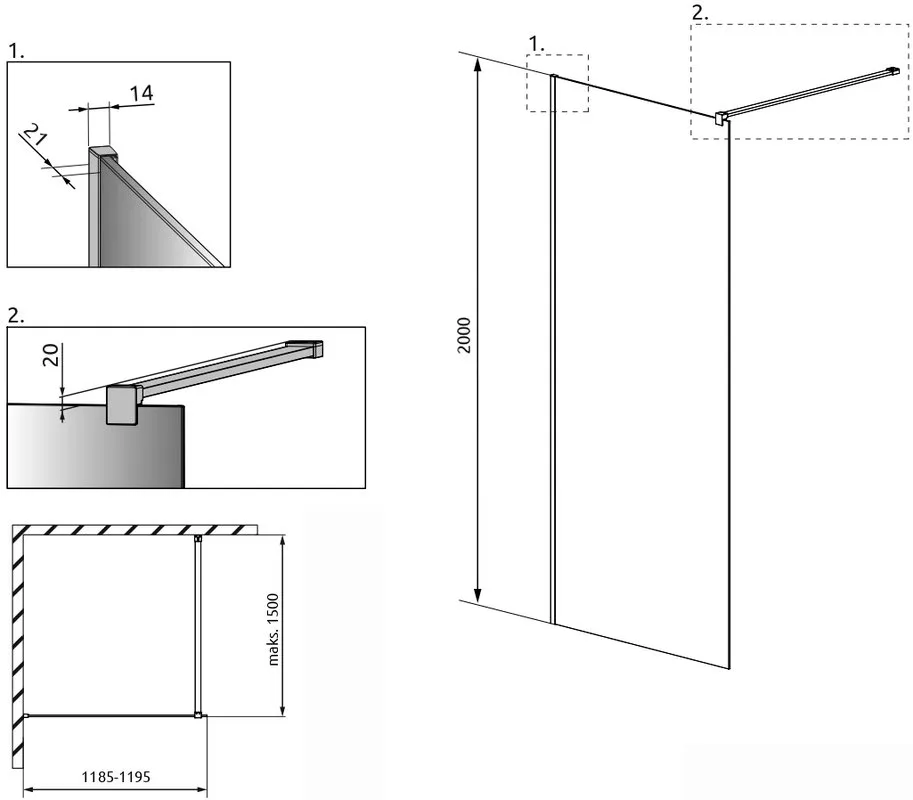 Душевая перегородка Radaway Modo New II 120 Sancos — официальный сайт