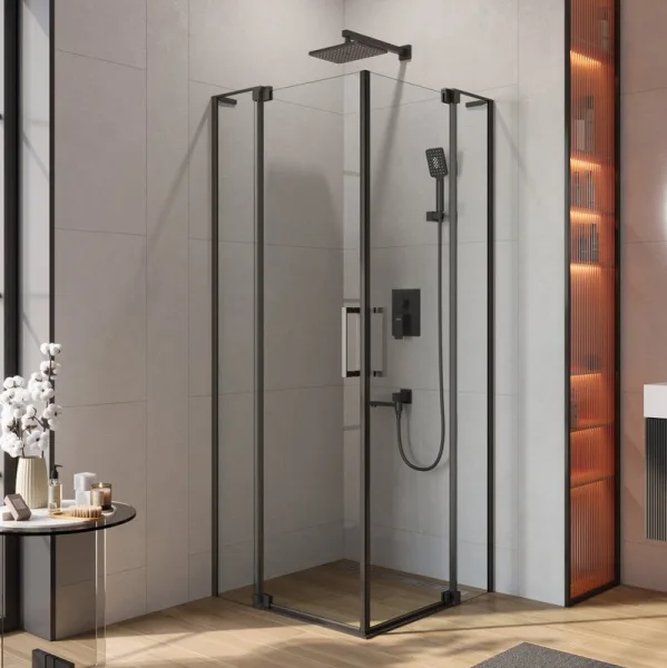 Душевой уголок Cezares Slider A 2 70/80 C Nero профиль черный, стекло прозрачное Sancos — Оригинал
