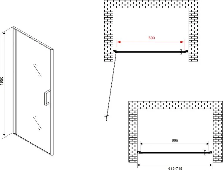 Душевая дверь в нишу Abber Sonnenstrand AG04070 70 см, профиль хром, стекло прозрачное Sancos — официальный сайт