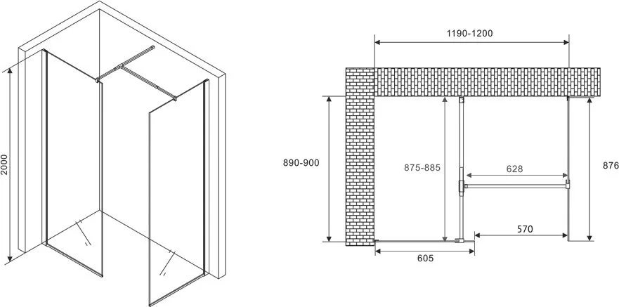 Душевой уголок Abber Immer Offen AG67129B 120x90, профиль черный, стекло прозрачное Sancos — официальный сайт