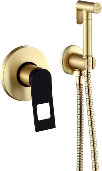 Гигиенический душ Bronze de Luxe Element EL28GB С ВНУТРЕННЕЙ ЧАСТЬЮ, со смесителем, золото, черный Sancos — Оригинал