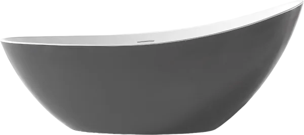 Акриловая ванна Abber AB9233G 185x80 см, отдельностоящая, серая, овальная, с каркасом, со сливом-пер Sancos — Оригинал