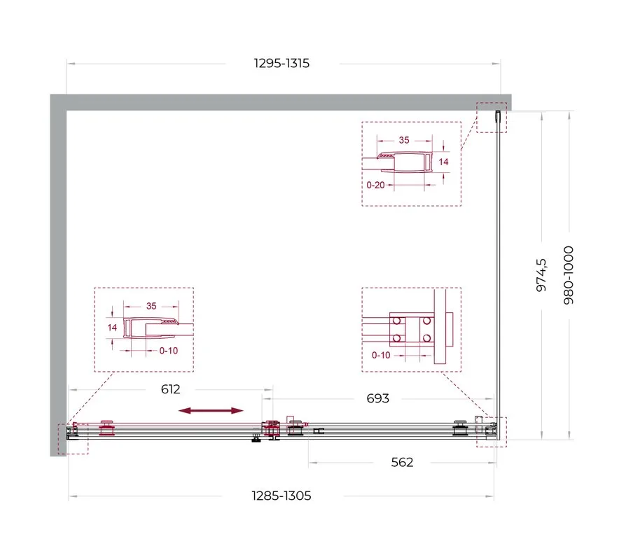 Душевой уголок BelBagno Soft Close-2 AH-1-130/100-C-GM профиль оружейная сталь Sancos — официальный сайт