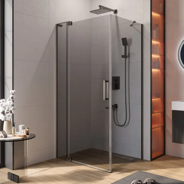 Душевой уголок Cezares Slider AH 1 80-90/100 GRIGIO GM профиль оружейная сталь, стекло серое Sancos — Оригинал