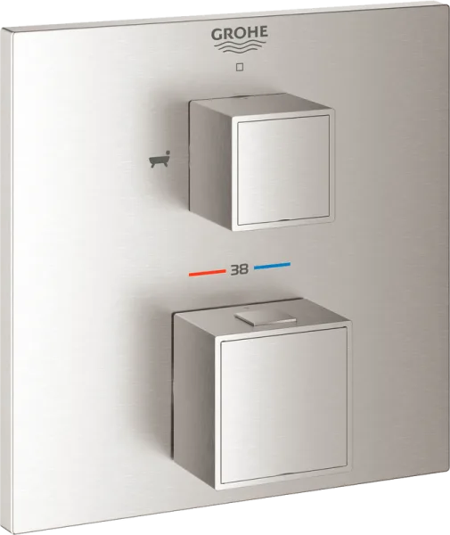 Термостатический смеситель встраиваемый Grohe Grohtherm Cube 24155DC0 для ванны с душем, суперсталь Sancos — Оригинал