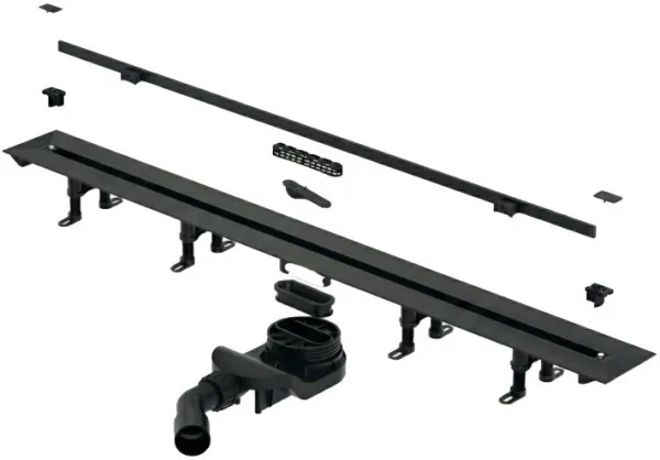 Душевой трап (лоток) Splendy Vario Drain VD30512KYBM с решеткой и опорами, черный матовый Sancos — Оригинал