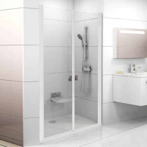 Душевая дверь в нишу Ravak Chrome CSDL2-110 Transparent, профиль белый Sancos — Оригинал