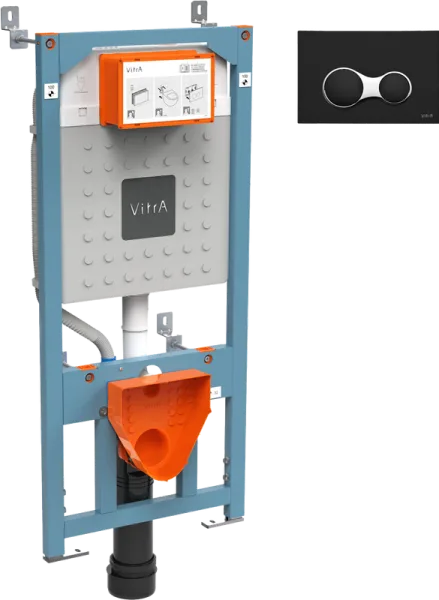 Система инсталляции для унитазов VitrA V12 762-5800-01, с кнопкой смыва Root Square 740-0411 черной Sancos — Оригинал