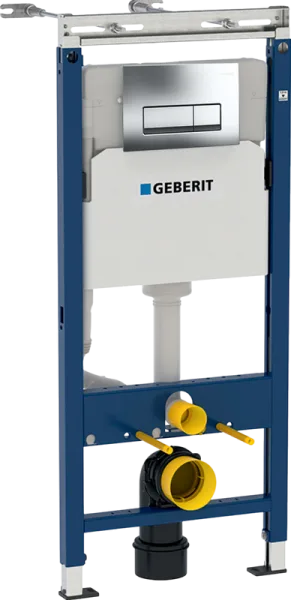 Система инсталляции для унитазов Geberit Duofix Платтенбау 458.125.21.1, 4 в 1 с кнопкой смыва, хром Sancos — Оригинал
