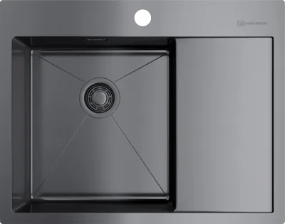 Мойка кухонная Omoikiri Akisame 65-GM-L 4973097 вороненая сталь Sancos — Оригинал