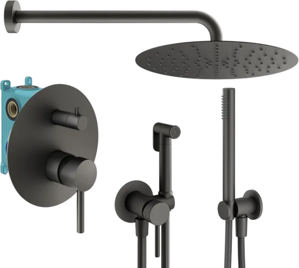 Комплект для ванной Plumberia Selection Ixo KITZXO18GR С ВНУТРЕННЕЙ ЧАСТЬЮ, графит матовый Sancos — Оригинал