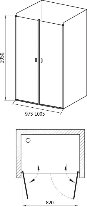 Душевая дверь в нишу Ravak Chrome CSDL2-100 Transparent, профиль сатин Sancos — официальный сайт