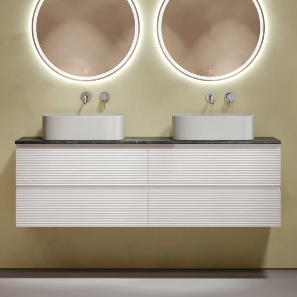Тумба с раковиной Sancos Folk 160 bianco, столешница черный мрамор TT160A1, раковина CN6052MSG Sancos — Оригинал