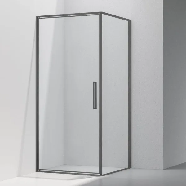 Душевой уголок Vincea Slim VSR-4SLP9090CLGM 90х90 см, профиль вороненая сталь, стекло прозрачное Sancos — Оригинал