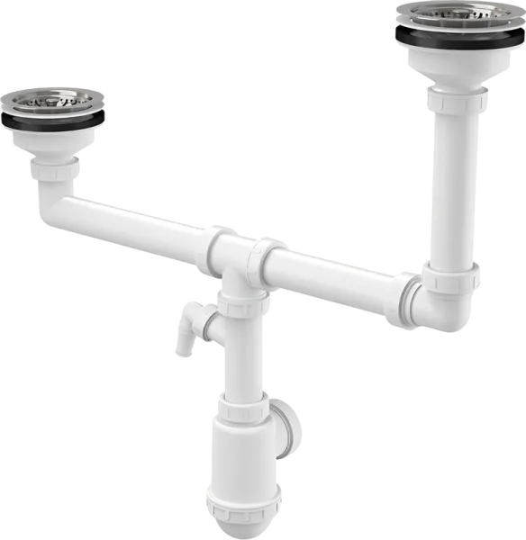 Сифон для мойки AlcaPlast A454P, двойной Sancos — Оригинал