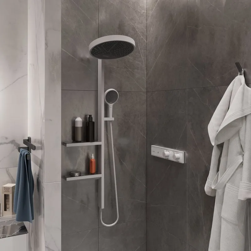 Термостатический смеситель встраиваемый Hansgrohe RainSelect 15380700, для душа, матовый белый Sancos — официальный сайт