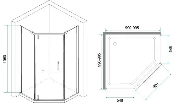 Душевой уголок RGW Hotel HO-081 100x100x195 см, профиль черный, стекло матовое Sancos — официальный сайт