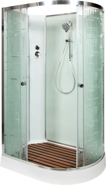 Душевая кабина DTO EM1511LN 110х80, без крыши, профиль хром, стекло матовое с узором Sancos — Оригинал