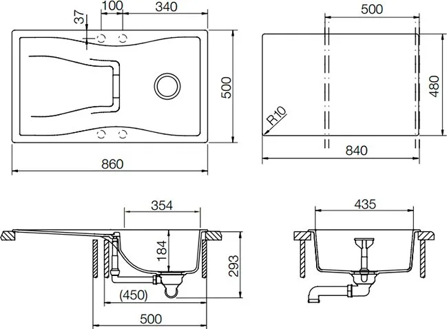 Мойка кухонная Schock Waterfall 45D (D-100) Cristadur пуро Sancos — официальный сайт