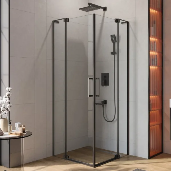 Душевой уголок Cezares Slider AH 2 70/80 80/90 C NERO профиль черный, стекло прозрачное Sancos — Оригинал