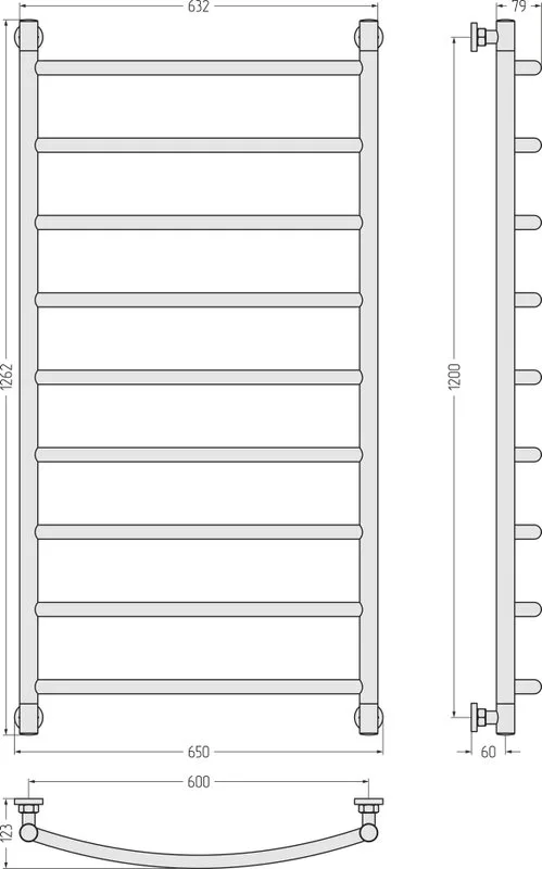 Полотенцесушитель водяной Сунержа Галант + 120x60, белый матовый Sancos — официальный сайт
