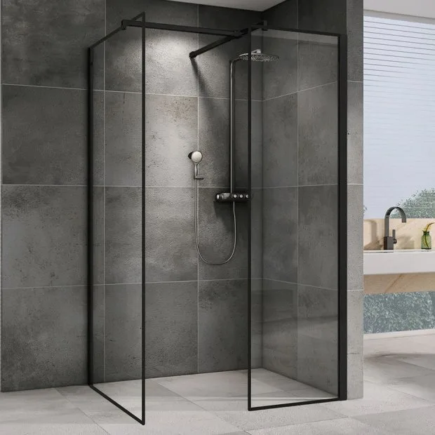 Душевой уголок Abber Immer Offen AG67129B 120x90, профиль черный, стекло прозрачное Sancos — официальный сайт