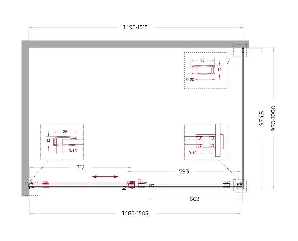 Душевой уголок BelBagno Soft Close-2 AH-1-150/100-C-GM профиль оружейная сталь Sancos — официальный сайт