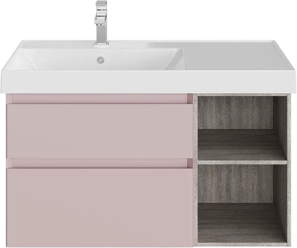 Тумба под раковину без столешницы KERAMA MARAZZI Cubo 90 левая, мальва матовая-древесная Sancos — Оригинал