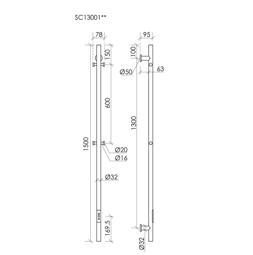 Полотенцесушитель электрический Sancos Etna 150x8, хром, SC13001CH Sancos — официальный сайт