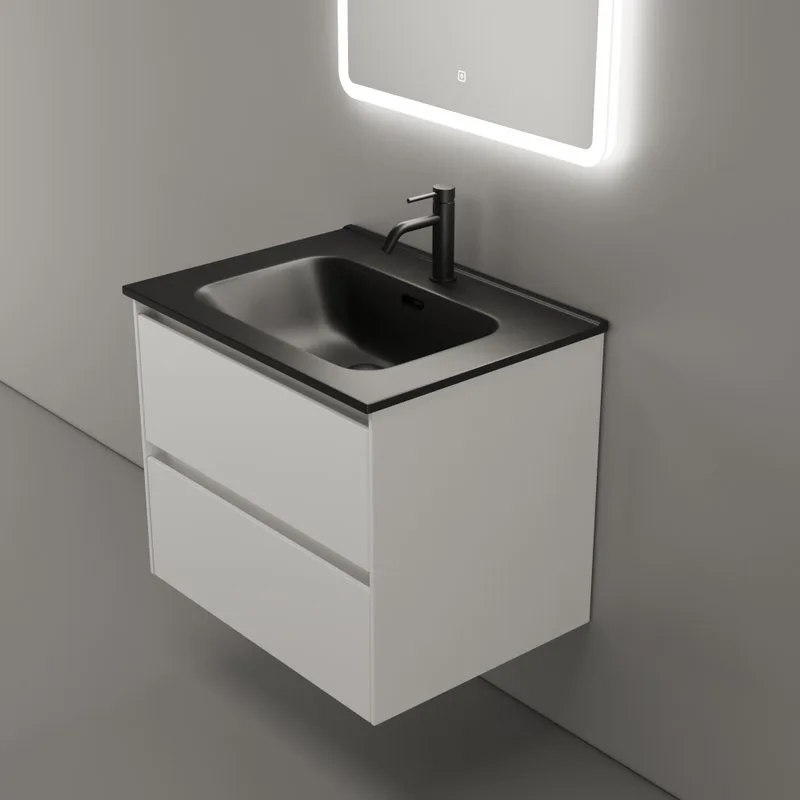 Тумба с раковиной Sancos Cento 60 см белый глянец, черная раковина Sancos — официальный сайт