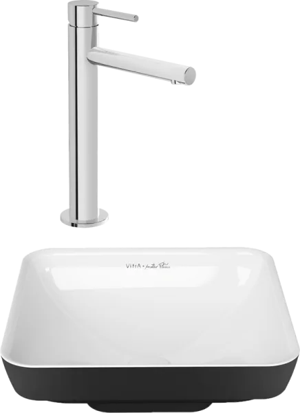 Комплект Раковина VitrA Water jewels 4441B097 квадратная + Смеситель VitrA Origin для раковины Sancos — Оригинал