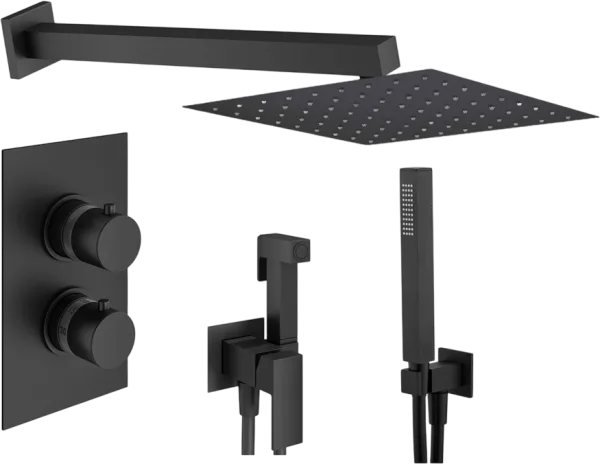 Комплект для ванной Plumberia Selection Tag KITZTGT18QNO С ВНУТРЕННЕЙ ЧАСТЬЮ, черный матовый Sancos — Оригинал