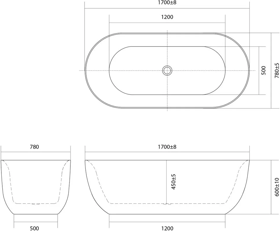 Акриловая ванна AQUATEK Афина AQ-144778BL 170x80 см, отдельностоящая, глянцевая черная, овальная Sancos — официальный сайт