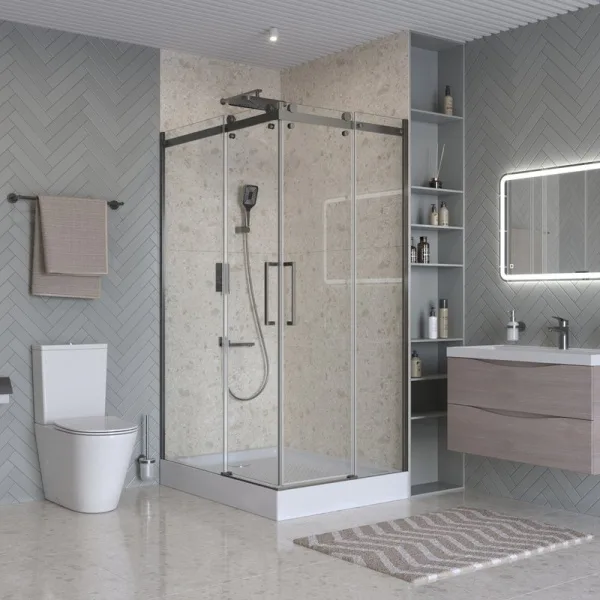 Душевой уголок BelBagno Marino 2 AH-2-120/90-C-GM 120x90, профиль оружейная сталь, стекло прозрачное Sancos — Оригинал
