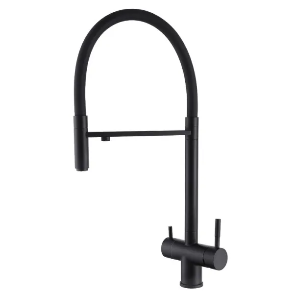 Смеситель для кухни Abber Wasser Kreis AF81141B, с гибким изливом, черный Sancos — Оригинал
