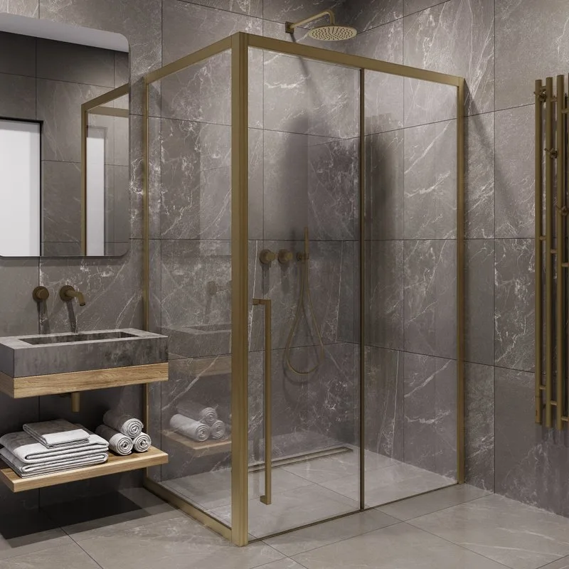 Душевой уголок Timo TDSS-140/17C-8L + TSS-900/17C-8 140x90 см, профиль матовое золото, стекло прозра Sancos — официальный сайт
