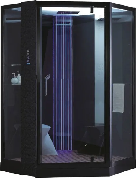 Душевая кабина Orans SR-89106S, черная, с низким поддоном и хамамом Sancos — Оригинал