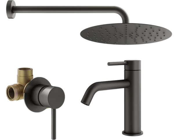 Комплект для ванной Plumberia Selection Ixo KITXO01GR53 С ВНУТРЕННЕЙ ЧАСТЬЮ, графит матовый Sancos — Оригинал
