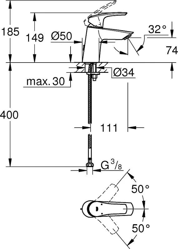 Смеситель для раковины Grohe Eurosmart 23966003 Sancos — официальный сайт