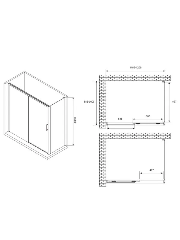 Душевой уголок Abber Komfort AG93120B-S102B 120х100 см, профиль черный, стекло прозрачное Sancos — официальный сайт