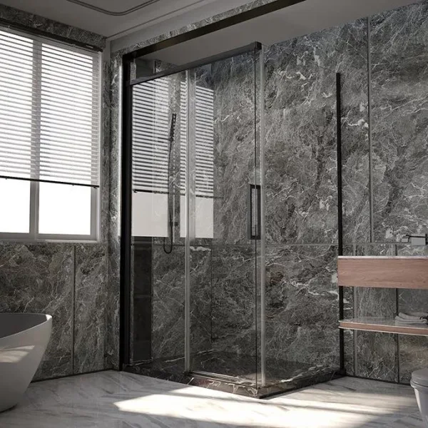 Душевой уголок Veconi Premium Trento PTC-SP-40B 150x90, профиль черный матовый, стекло прозрачное Sancos — Оригинал
