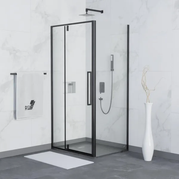 Душевой уголок RGW Stilvoll SV-03B+90 см (89-92)x90x200 профиль черный матовый, стекло прозрачное Sancos — Оригинал