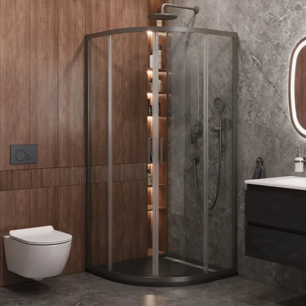 Душевой уголок Cezares Molveno R 2 90 C GM IV 90х90 см, профиль оружейная сталь, стекло прозрачное Sancos — Оригинал