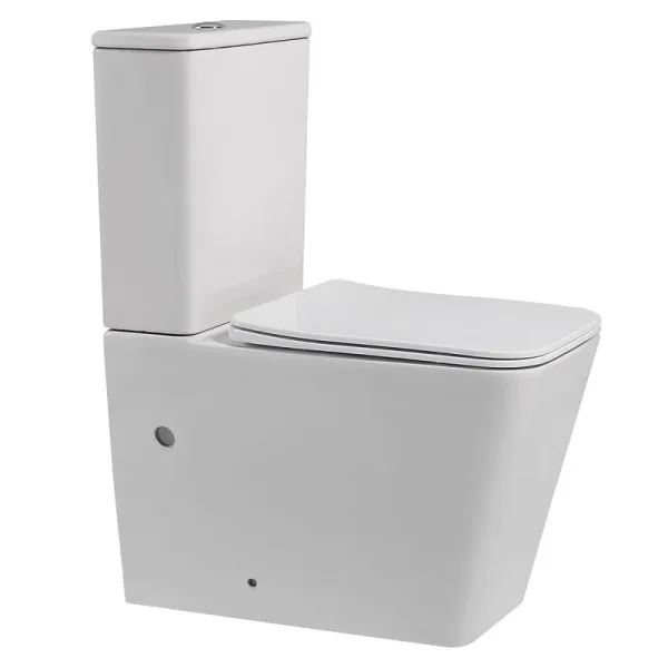 Унитаз-компакт напольный Abber Rechteck AC1210 безободковый, с микролифтом, белый Sancos — Оригинал